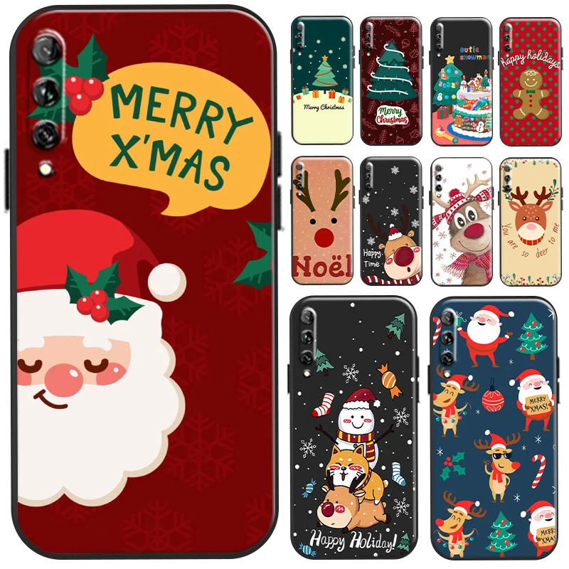 

Christmas Santa Claus Reindeer Phone Case For Huawei Y9 Y7 Prime 2019 Y9a Y9s Y9 Y8s Y7 Y6 Y6P Y7P Y8P Shell Black