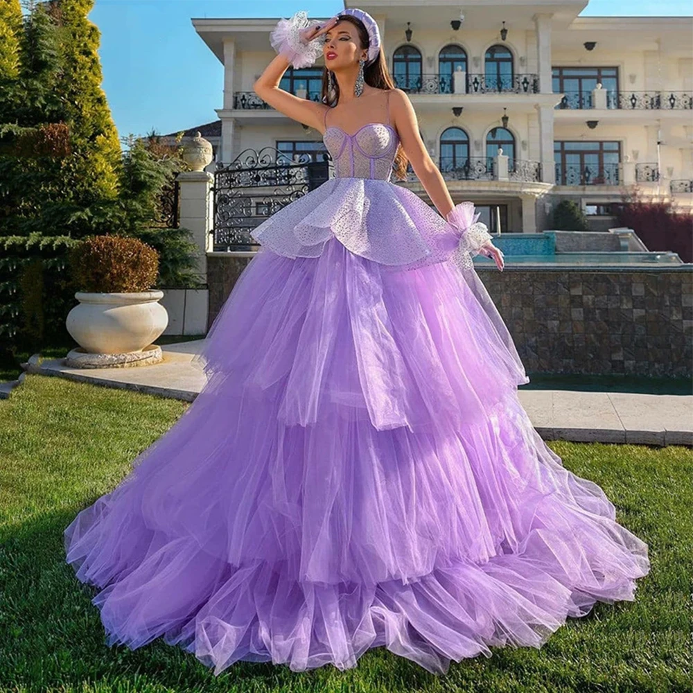 

Женское вечернее платье без рукавов, фиолетовое фатиновое платье с открытыми плечами для выпускного вечера, 2023