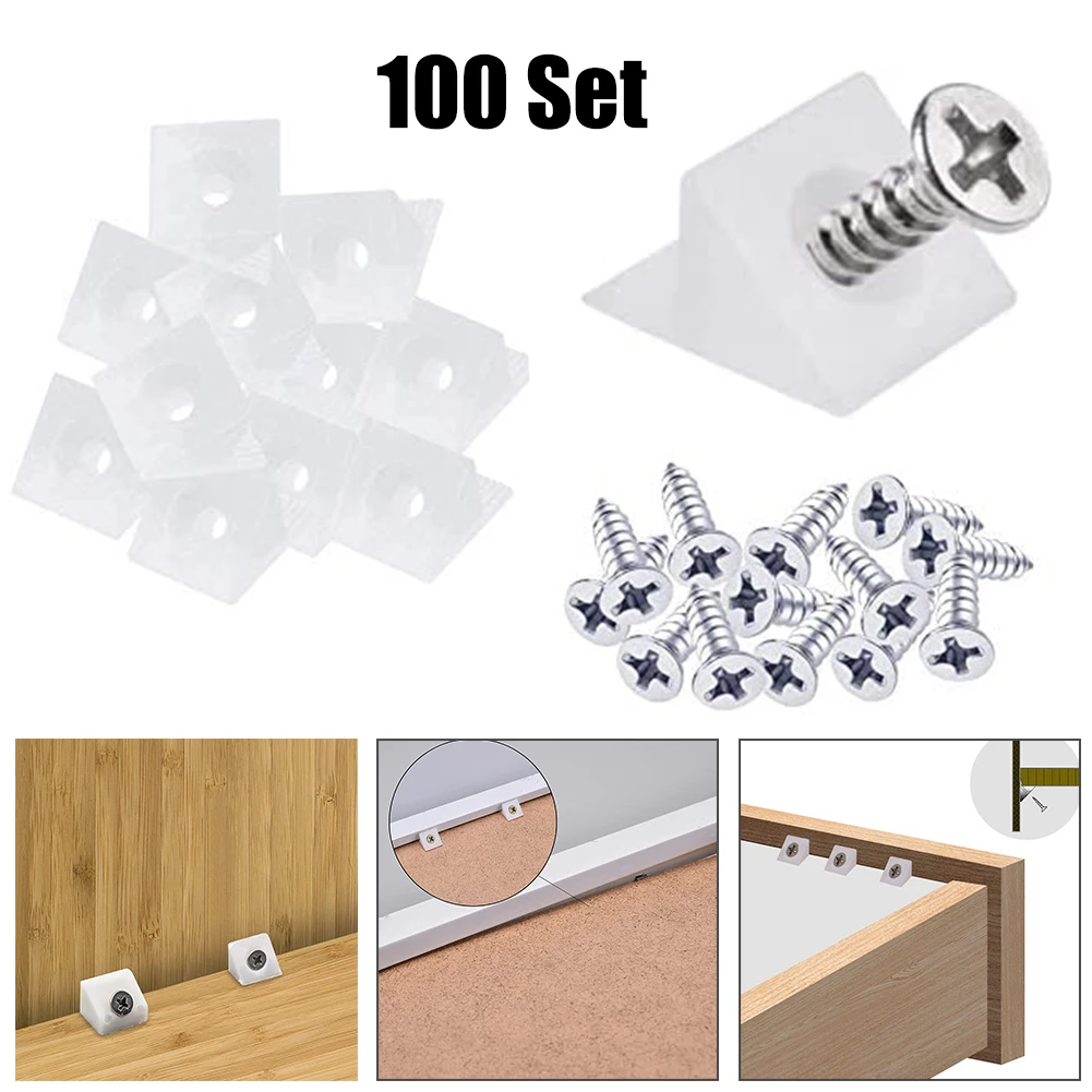 

Wedge Drawer Bottom Screws Furniture 15*13*9mm Corner Code Drawer Fixing Mend Repair Sagging Set Support 100pcs