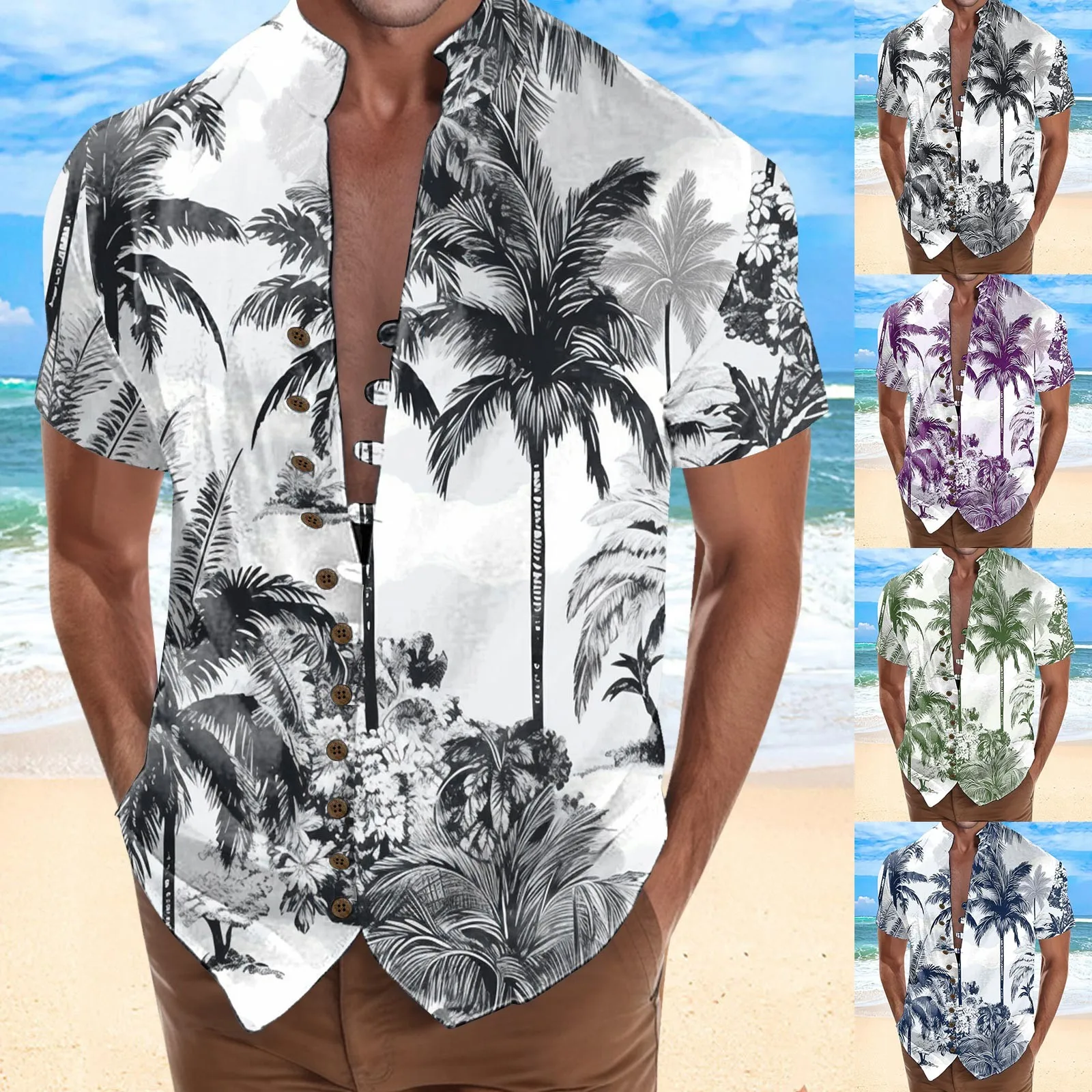 

2023 Coconut Tree Shirts For Men 3d Printed Men'S Hawaiian Shirt Beach 5xl Short Sleeve Fashion Top Tee Shirt Male Blouse Camisa