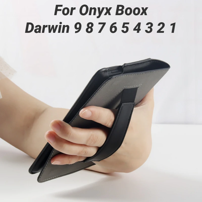 

Folio PU Leather Book Cover for Onyx Boox Darwin 9 8 7 6 5 4 3 2 Case 6" eBook Protector Funda with Hand Strap Magnetic Closure