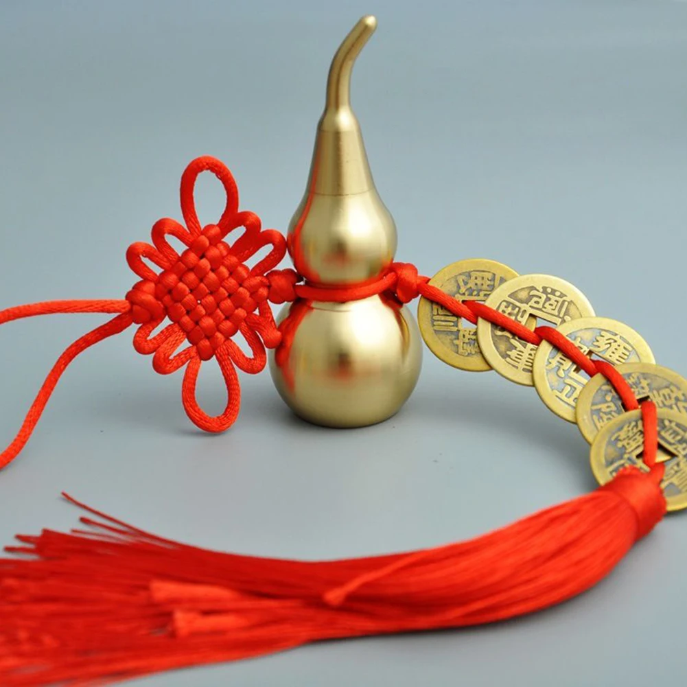 

Gourd Copper Coin Good Luck Feng Shui Decor Car Hanging Ornament Chinese Knot Keychain Car Accessories Chinese Knot Decoration