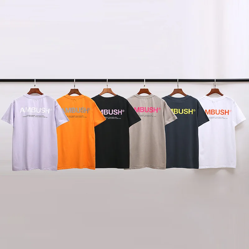 

2022 Cotton Short-sleeved Luxury Brand AMBUSH Letter Logo Couple Streetwear Sweatshirts Casual Sports Oversized Woman Clothing