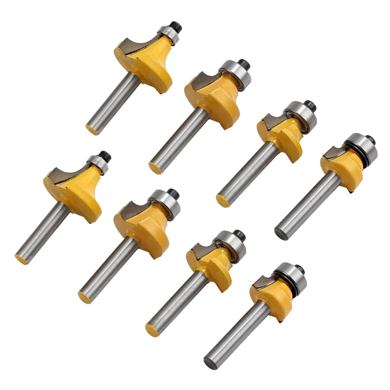 

8X Round Over Edging Router Bit Set 1/4 Inch Shank 1/2 Inch 3/8 Inch 1/4 Inch 1/8 Inch Radius