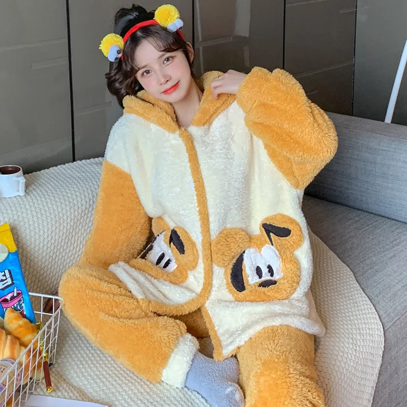 FUNISHI Winter Pajamas Plus Size 3XL Cartoon Inspissate Pajama Set Women's pajamas Plush Loose Version Hooded пижама женская
