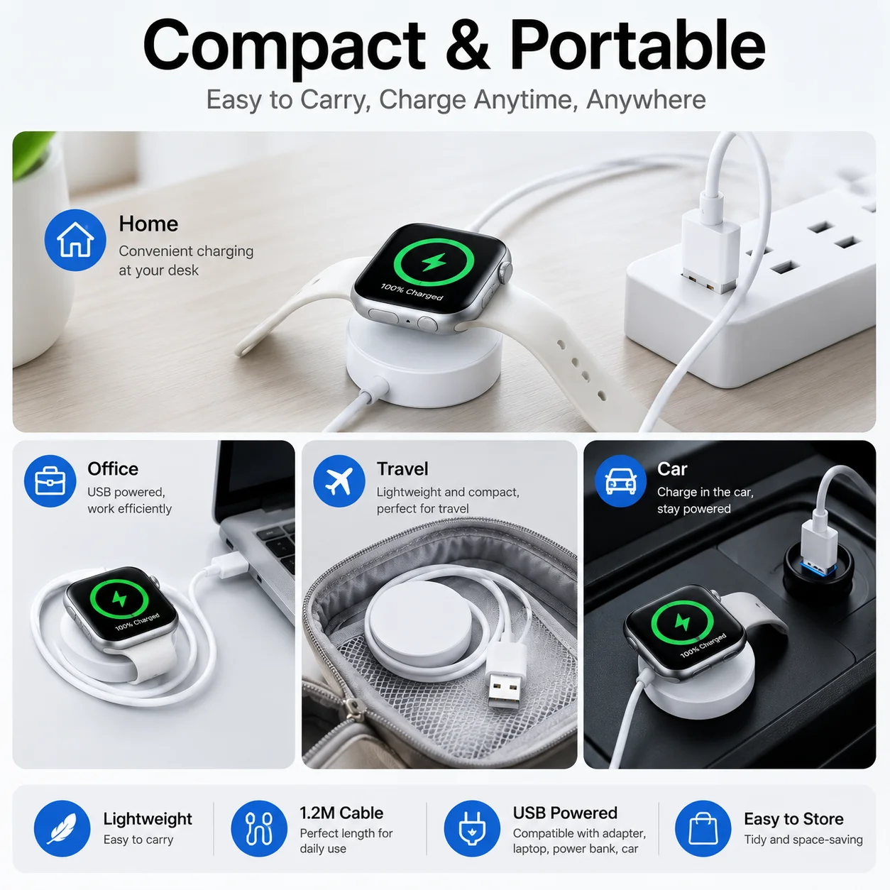 Фото USB-кабель для магнитной зарядки умных часов, замена зарядного устройства для S8 / S8 Ultra / DT300 / TS8 / X8 / Watch 7 №5