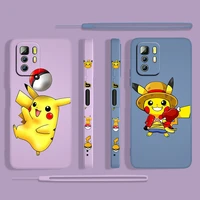 cute anime pikachu lovely for xiaomi redmi note 11 11s 10 10s 9 9s 9t 8 8t 7 5 pro 4g 5g liquid left rope phone case fundas capa