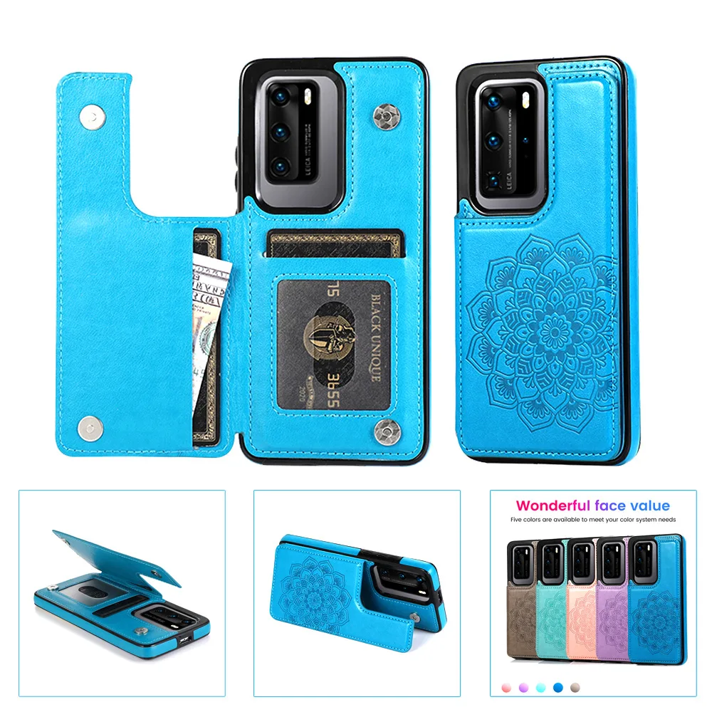 

Luxury Wallet Slim Case For Huawei P30 P30pro P30lite P40 P40pro plus P40lite Mandala Flower Leather Phone Cover Card Slots Flip