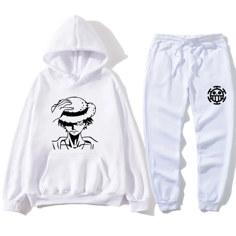 

Men's Sweatsuit Japan Anime One Piece Monkey D Luffy Sweatshirts Hoodie Harajuku Male Set Casual Men's Jogging Winter Bodywarmer