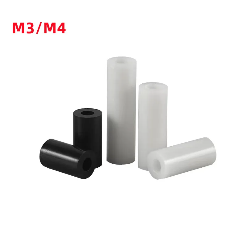 

200/500pcs M3 M4 White Black Insulation Nylon ABS Round Hollow Non-Threaded Column Washer Standoff Spacer PC Board Elevate Gaske