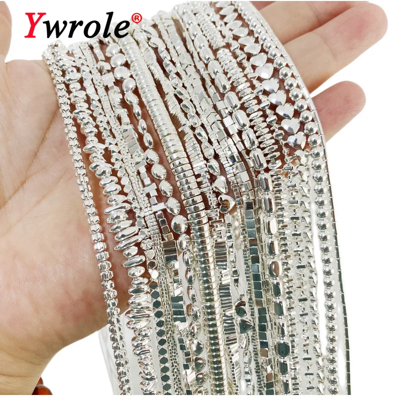 Серебристые гематитовые бусины с покрытием AAA, все виды бусин, квадратные круглые колеса, бусины-разделители, бриллиантовые браслеты 15 дюймов