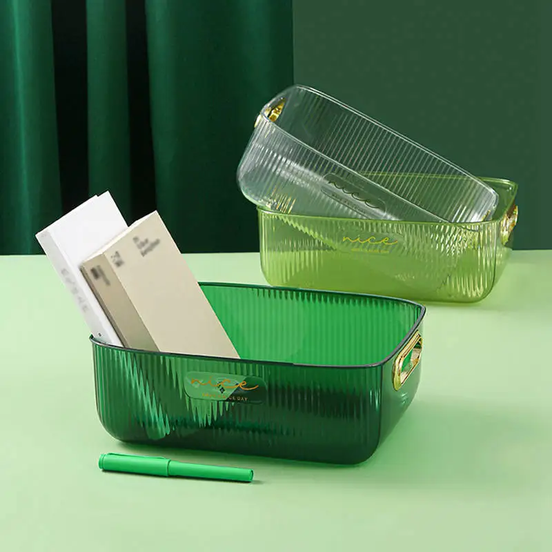 

Household Storage Basket Plastic Cosmetic Snacks Holder Kitchen Bathroom Sorting Tray Desktop Sundries Organizer Clothing Box