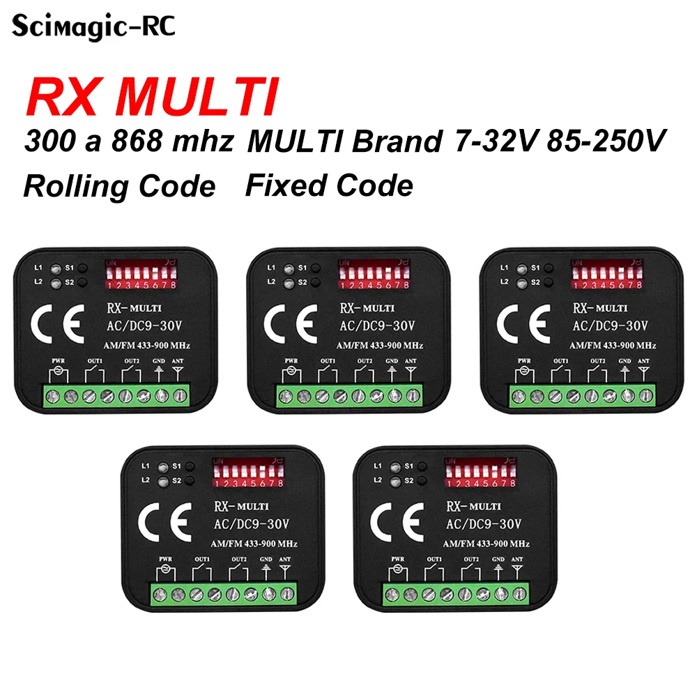 

1-5pcs для двери гаража внешний приемник универсальный RX Multi 300-900MHz ворота пульт дистанционного управления контроллер 433MHz 868MHz SMG-662