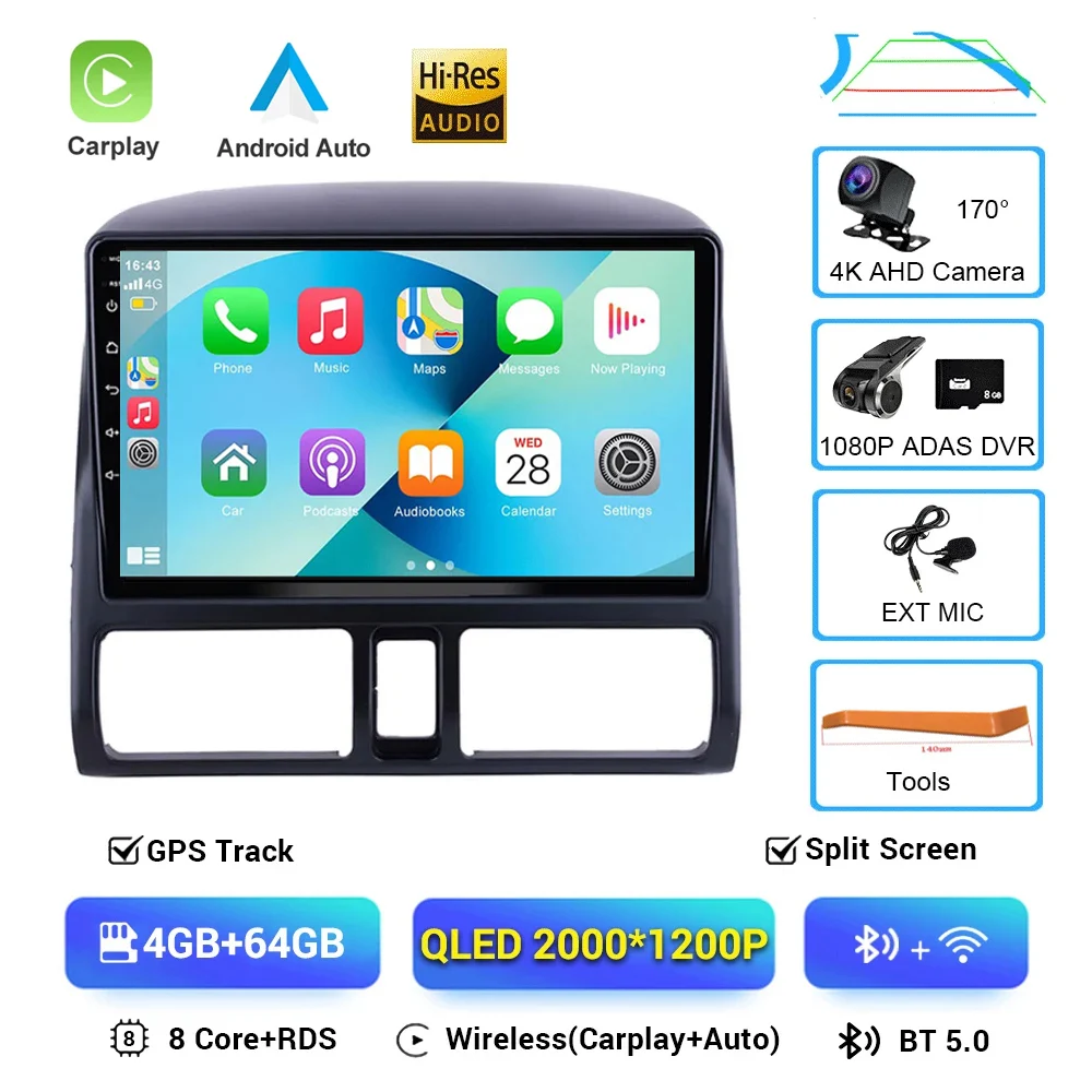 

2 din Android 16 Авто Радио для Honda CR-V 2 CRV 2001-2006 Автомобильный радиоприемник Автомобильный мультимедийный плеер GPS Track Carplay 2din без DVD