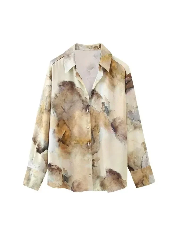 Женский модный комплект темпераментного платья с длинными рукавами и принтом