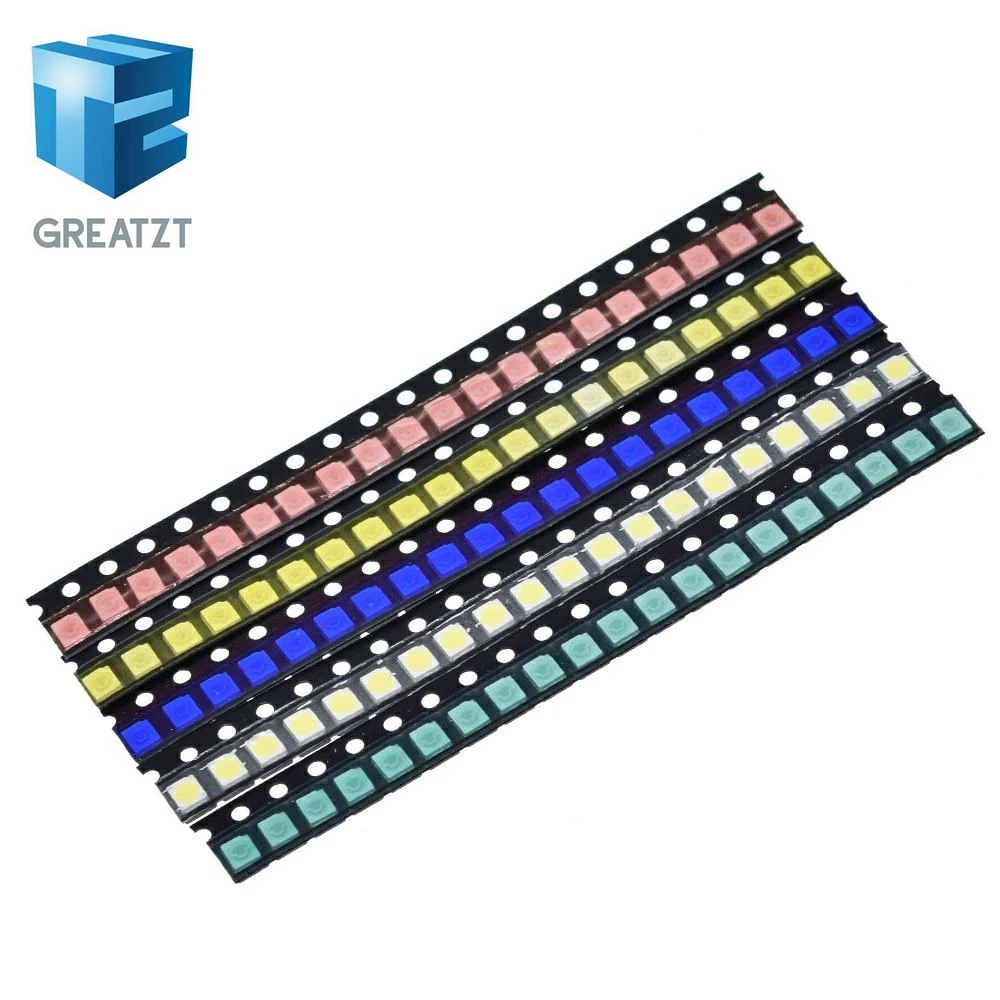 Фото GREATZT 100 шт./лот, 5 цветов, светодиоды SMD 1210, набор для самостоятельной сборки, ультраяркие красные/зеленые/синие/желтые/белые прозрачные светодиоды, комплект диодов №4