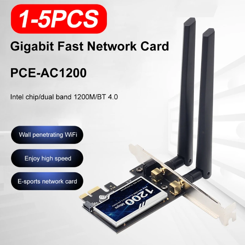 

Адаптер Wi-Fi AC1200 PCI-E, 1200 Мбит/с, 2,4 ГГц/5 ГГц