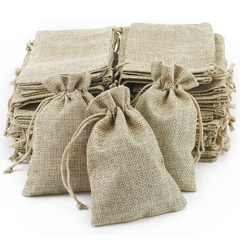

5Pcs Burlap Gift Bags with Drawstring Jute Bags Linen Sacks Storage Bags Burlap Bag for Wedding Favors Party Jewelry Pouches