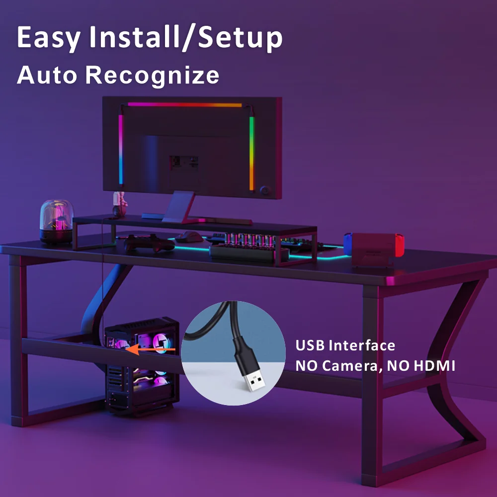 Светодиодные ленты RGBIC для ПК подсветка компьютера USB 5 В постоянного тока с