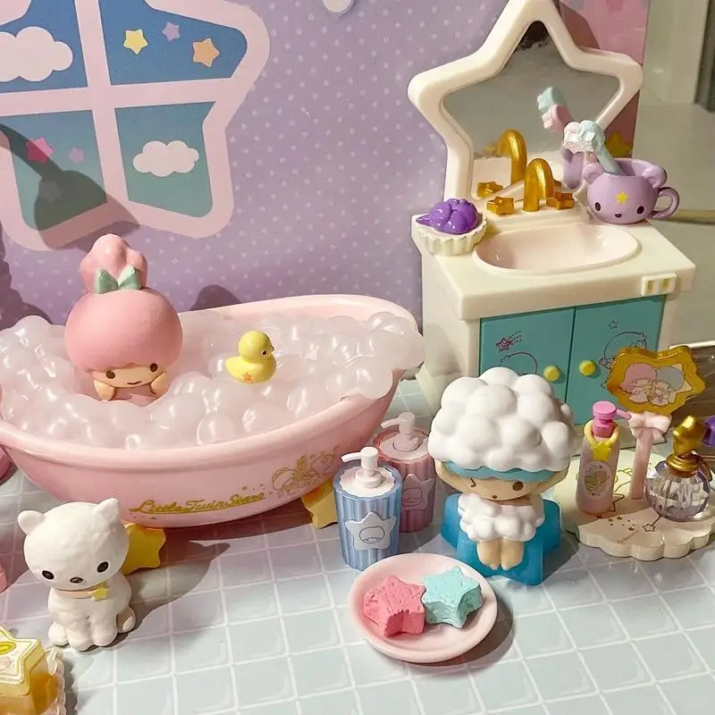 Фото Коллекционная миниатюрная фигурка Re-ment Sanrio Little Twin Stars: Ванная комната. Декор для дома и рабочего стола. Для коллекционеров аниме. №2