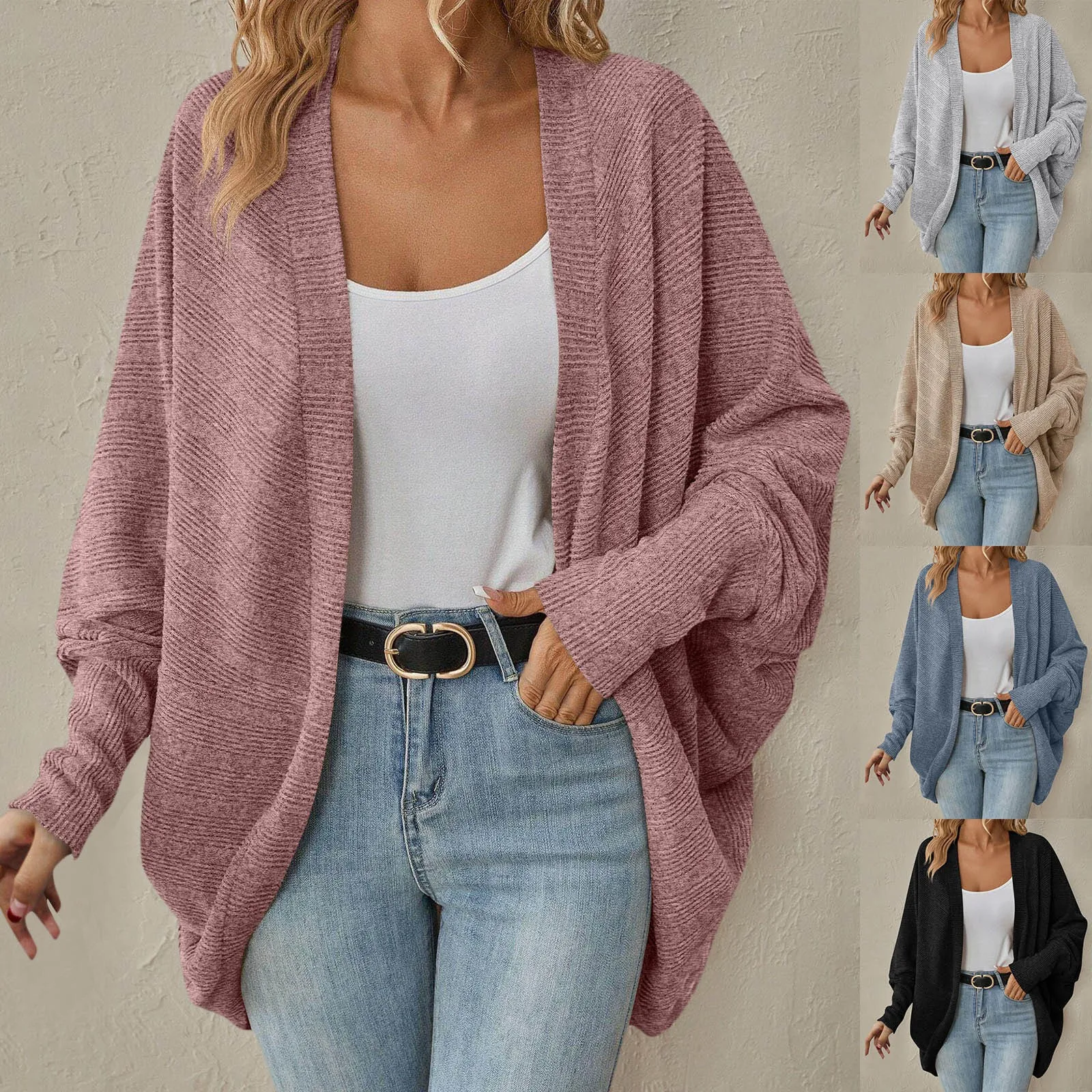 

Women's Autumn And Winter New Women's Fashion Bat Sleeve Cardigan Loose Knitted Coat Cardigan Womens Cropped Cardigan