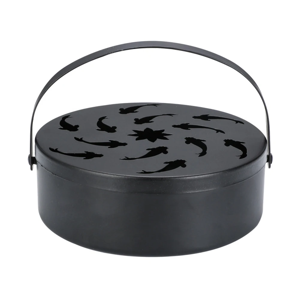 

Round Out Wrought Iron Portable With Handle Home Mosquito Coil Holder Durable Garden Heat Resistant Fire Prevention