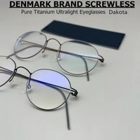 denmark brand screwless pure titanium glasses frame men retro round ultralight prescription eyeglasses women optical spectacles
