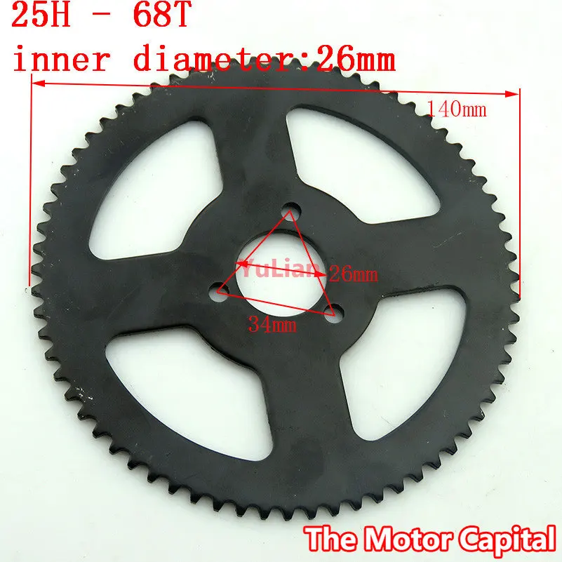 

Звездочка 25H 68 T 26 мм 68 зубьев черная для 47cc 49cc Minimoto карманный велосипед Mini ATV Quad Motoparts