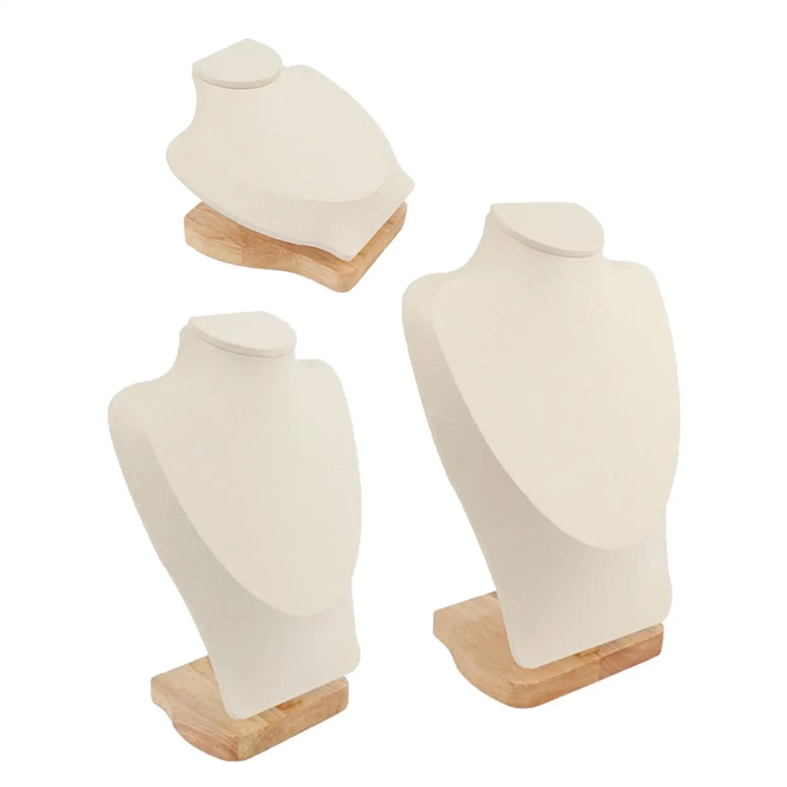 

Girls Necklace Bust Holder Wooden Base Jewelry Home Organisation Mannequin Chain Storage Display Stand for Retail Bedroom Store