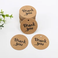 50pcs thank you kraft paper tags garment shoes bags hang tag merci love heart handmade printed round cards diy crafts label