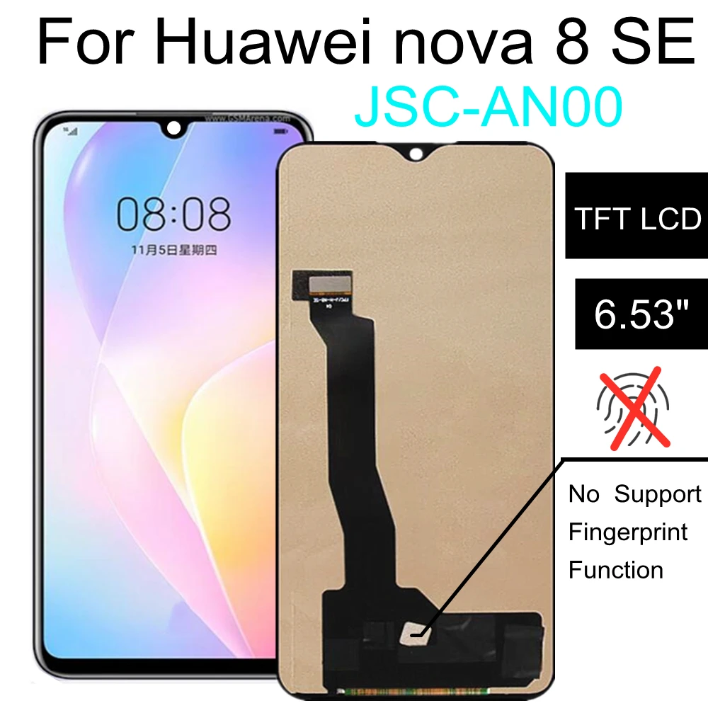 

6.53" LCD For Huawei nova 8 SE LCD Display Touch Screen Assembly Replacement For Nova8 SE JSC-AN00 LCD Display