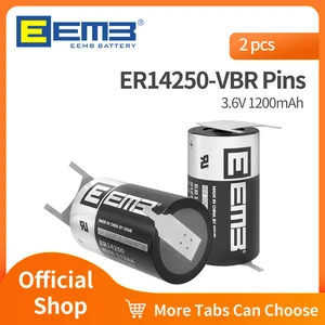 2PCS EEMB 3.6V 1/2 AA Battery ER14250 Lithium Battery with VBR Pin 14250 1200mAh Batteries for PLC Alarm Sensor