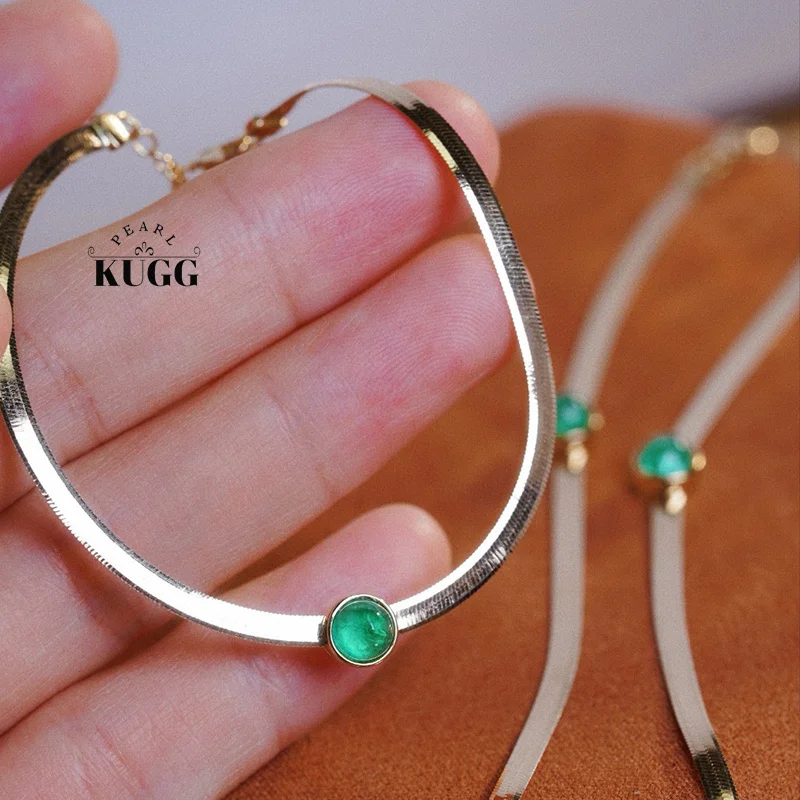 Браслет KUGG из 18-каратного желтого золота со змеиной цепочкой модный дизайн в