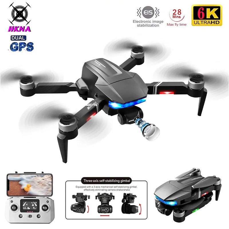

HKNA New Drone 4K Professional 6K HD Camera 3-Axis Gimbal Aerial Photography Brushless Motor RC Foldable Quadcopter Distance 1KM