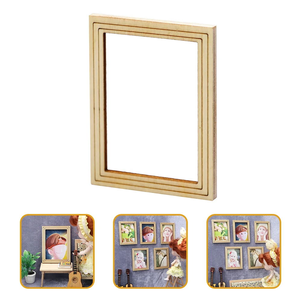 

6 Pcs Vintage Photo Frame House Frames Picture Frame Miniature Picture Frames Tiny Wood Frames Miniature Furniture