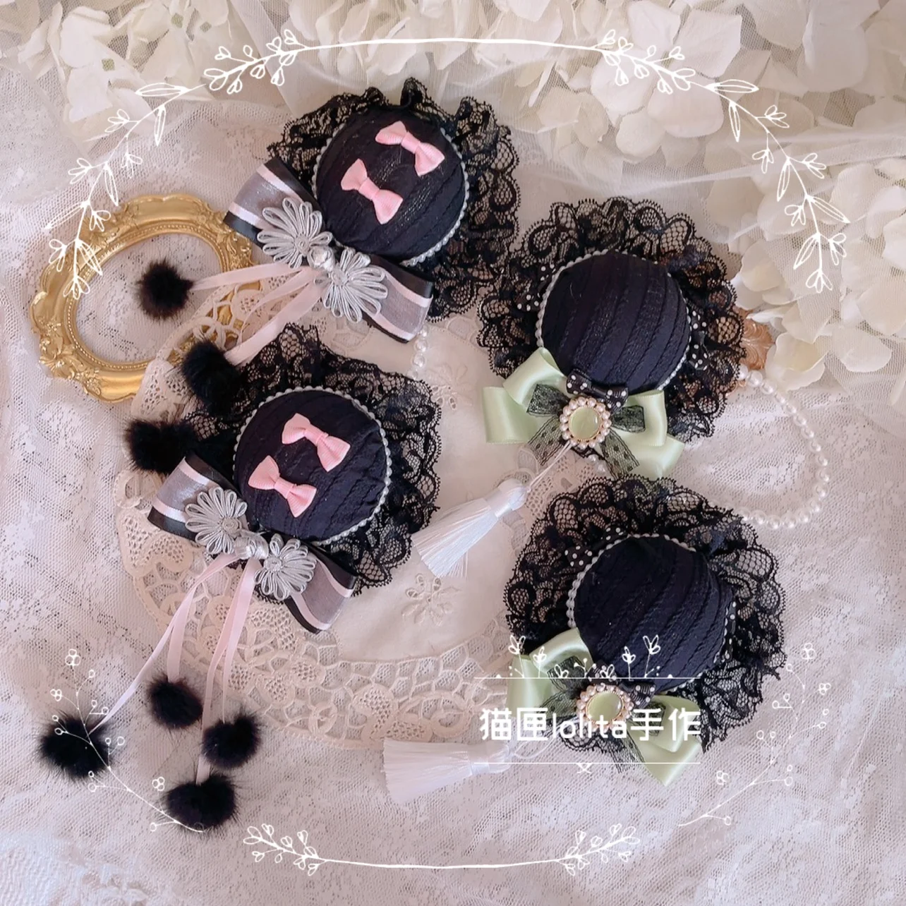 

Original Design Lolita Gorgeous Chinoiserie Hairpin Clip Hairpin Headdress Lace Bow Tassel Pendant Accessories Birthday Gift