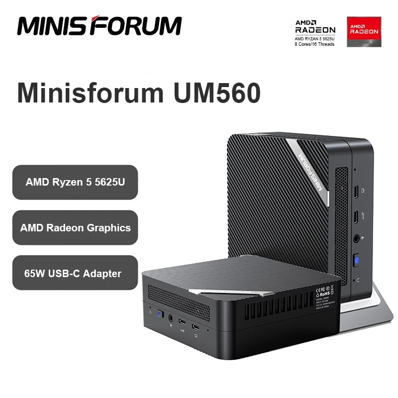 

Мини-ПК Minisforum UM560 Windows 11 AMD Ryzen 5 5625U DDR4 16 ГБ 512 ГБ SSD WiFi6 4K HDMI