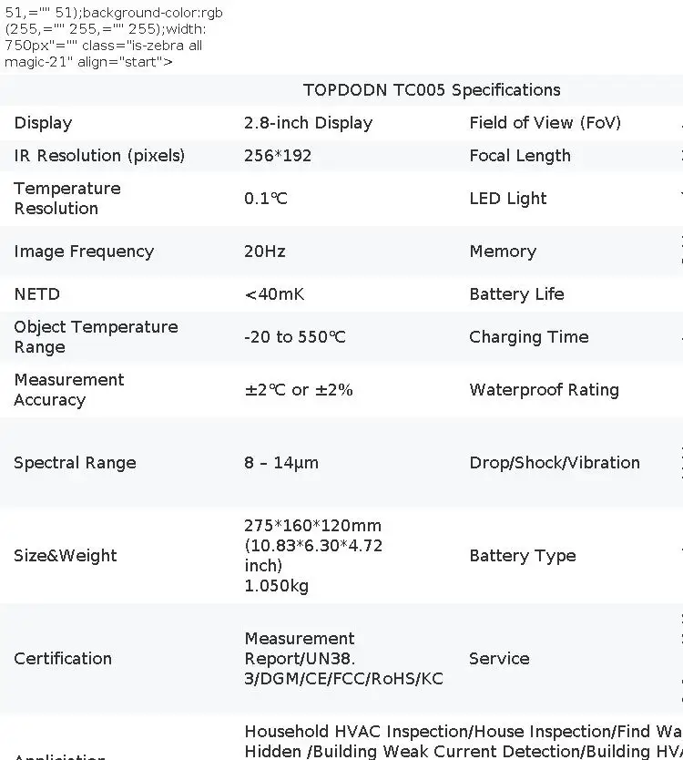 TOPDON TC005 High Resolution Accuracy 256*192 Handheld Infrared Thermal Scanner Imaging Camera Imager