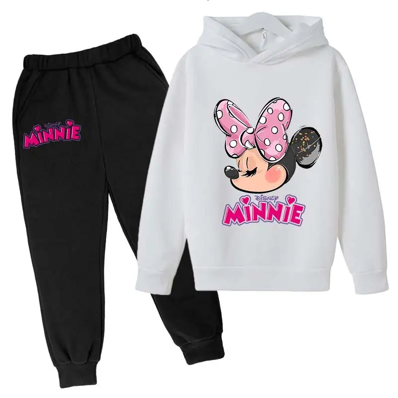 Minnie Mouse Clothes Set For Baby Girls With Autumn Winter Suit Mickey Toddler Kid Hoodies Infant Boy Clothing