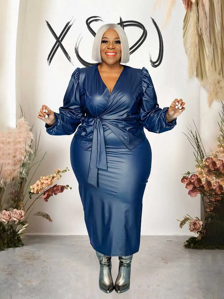 Зимний блейзер и юбка 3xl 4xl Плюс Размер Женские комплекты из 2 предметов Женская