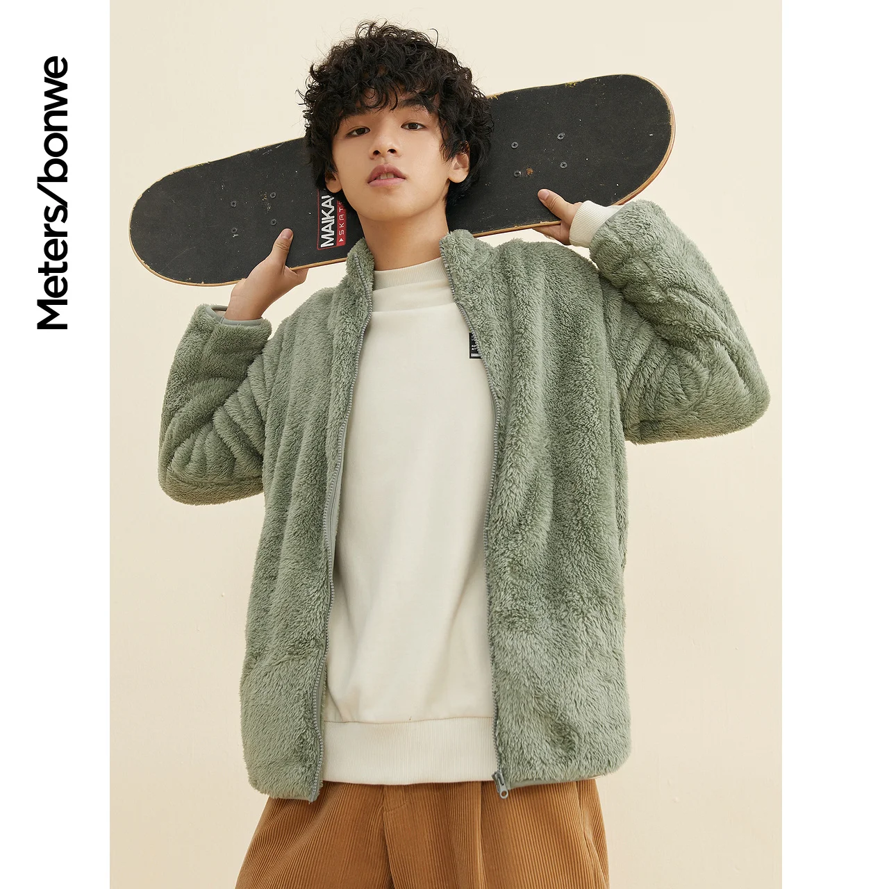 Metersbonwe Stand-up Collar Jacket Men Plush Cotton Coats New Winter Couple Polar Fleece Women Padded Coats Casual Cardigan