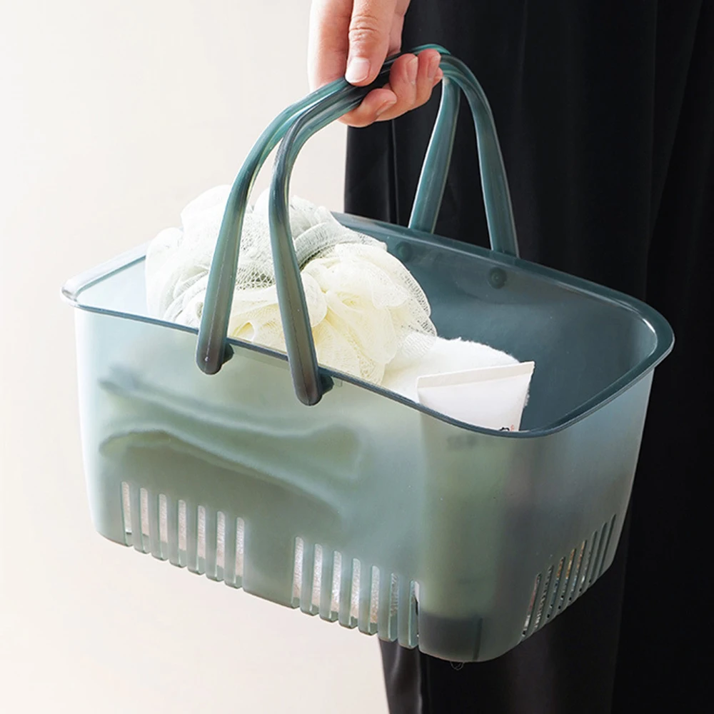 

Bath Drain Basket Large Capacity Bathroom Basket Portable Plastic Bath Wash Openwork Toilet Storage Basket Home Storage Box VC