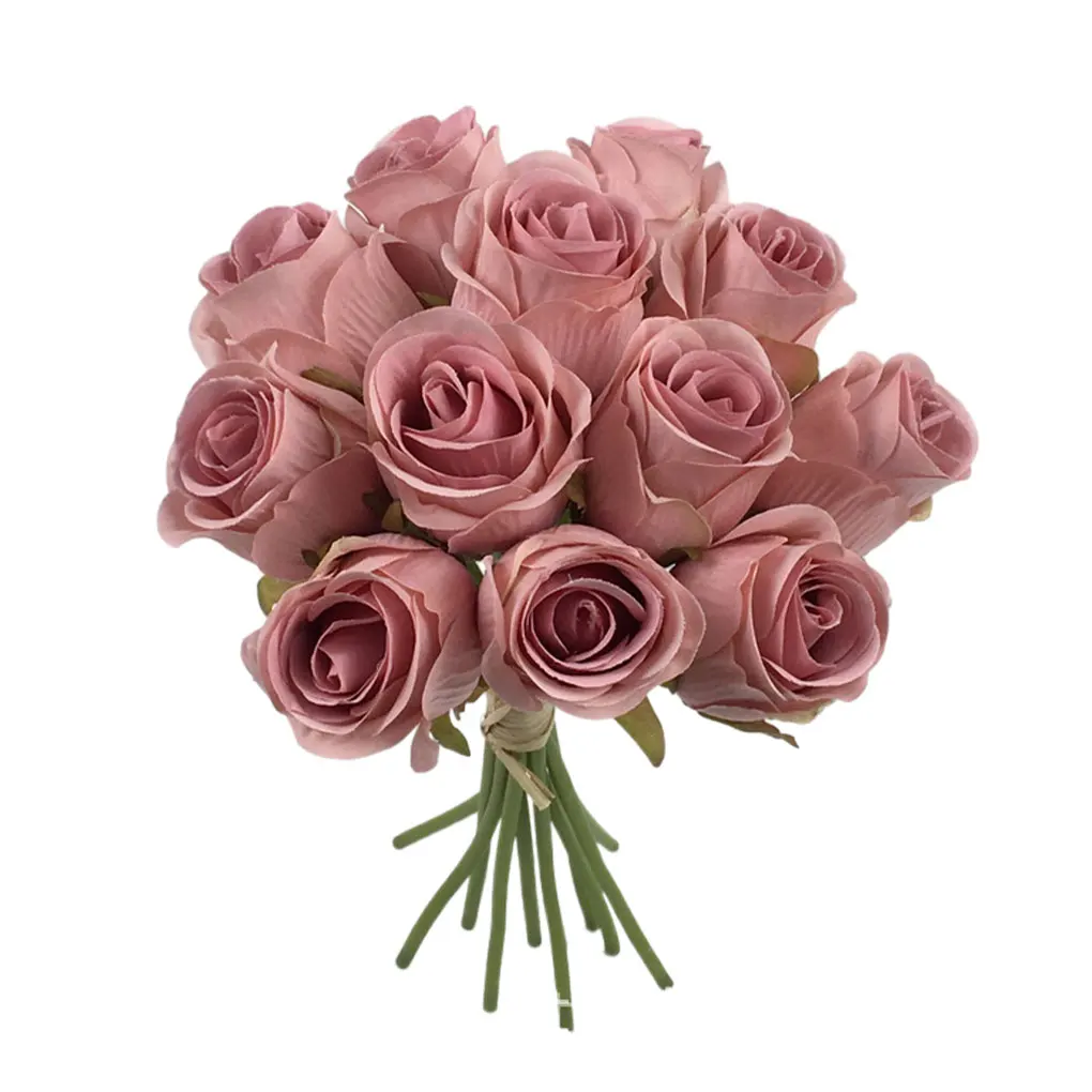 

Artificial Flower Realistic Flowers 12 Heads Imitation Wedding Arrangement Decoration Rose Photography Props
