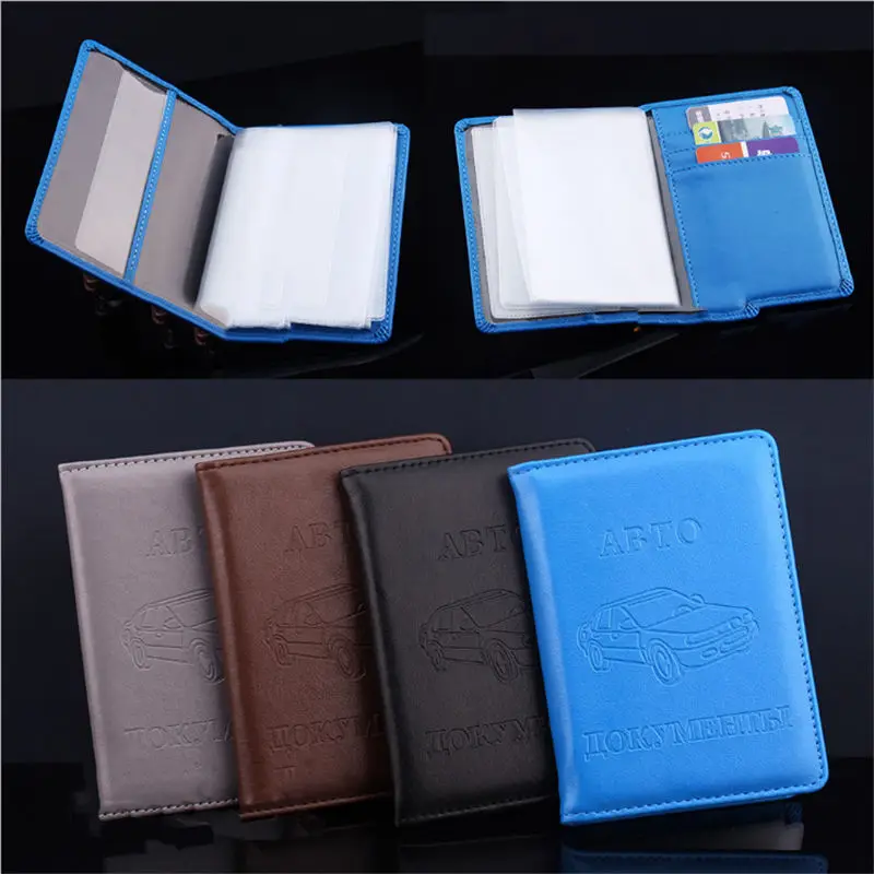 

PU Leather On Cover For Car Driving Documents Card Credit Holder Purse Russian Auto Driver License Bag Wallet Passport Case