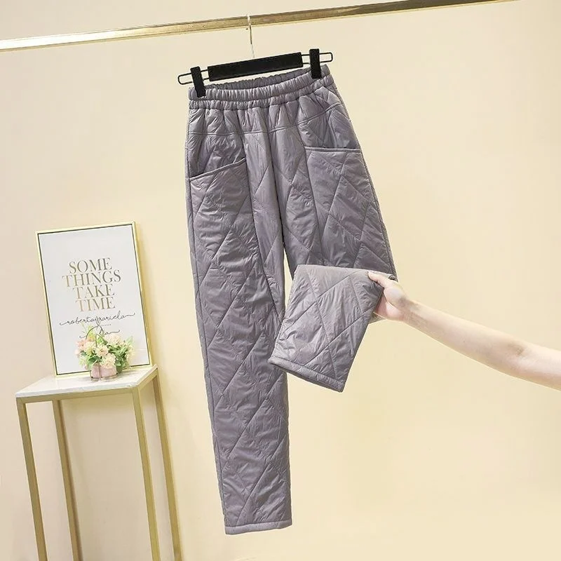 

Шаровары женские зимние Новые однотонные теплые с хлопковой подкладкой с высокой талией Свободные повседневные Утепленные длинные брюки корейская мода брюки