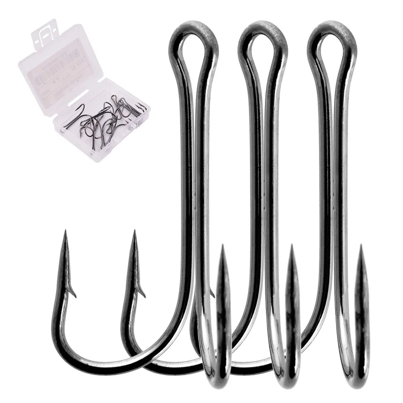 

10pcs/box Double Fishing Hook Carbon Steel Crank Barbed Jig Hook for Carp Fishing Fly Tying Soft Lure Fish Accessories