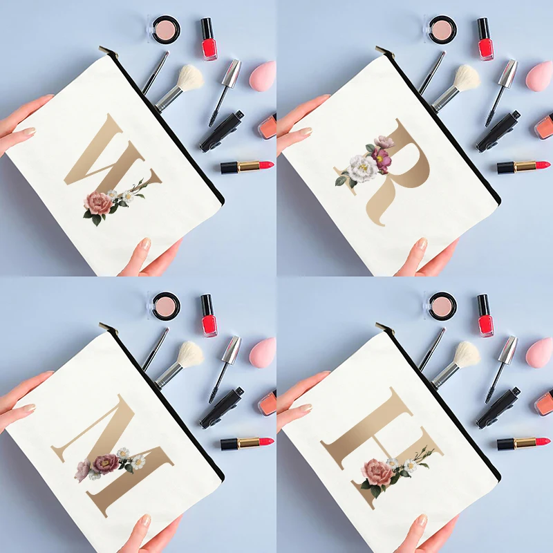 

Simple Letter Print Makeup Bag Women Men Cosmetic Bag Travel Toiletries Organizer Wash Storage Pouch Pencil Bags Teacher Gifts