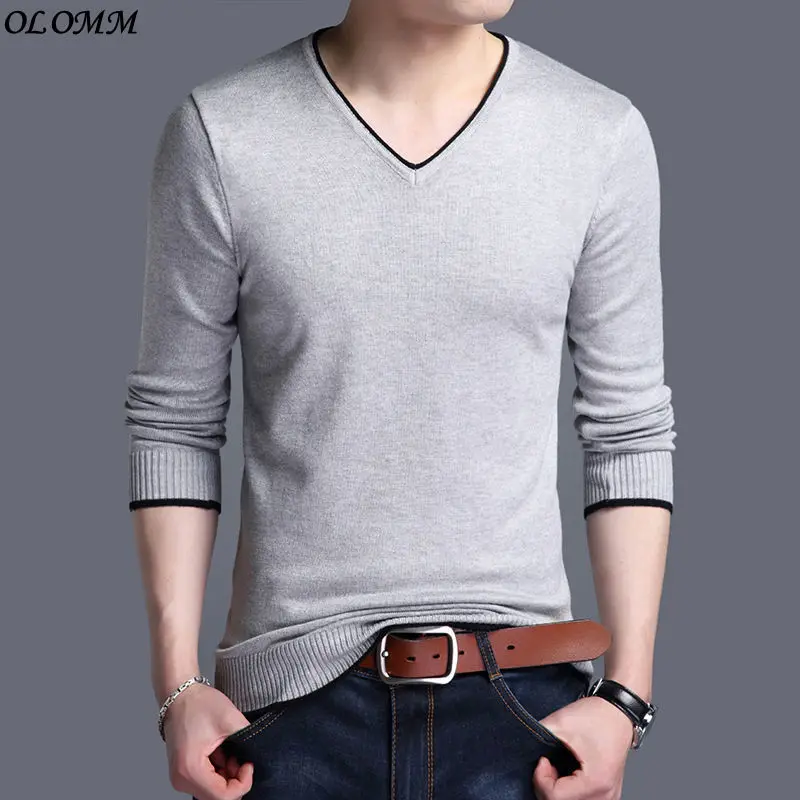 

Мужской трикотажный свитер с V-образным вырезом, красного, черного или серого цвета