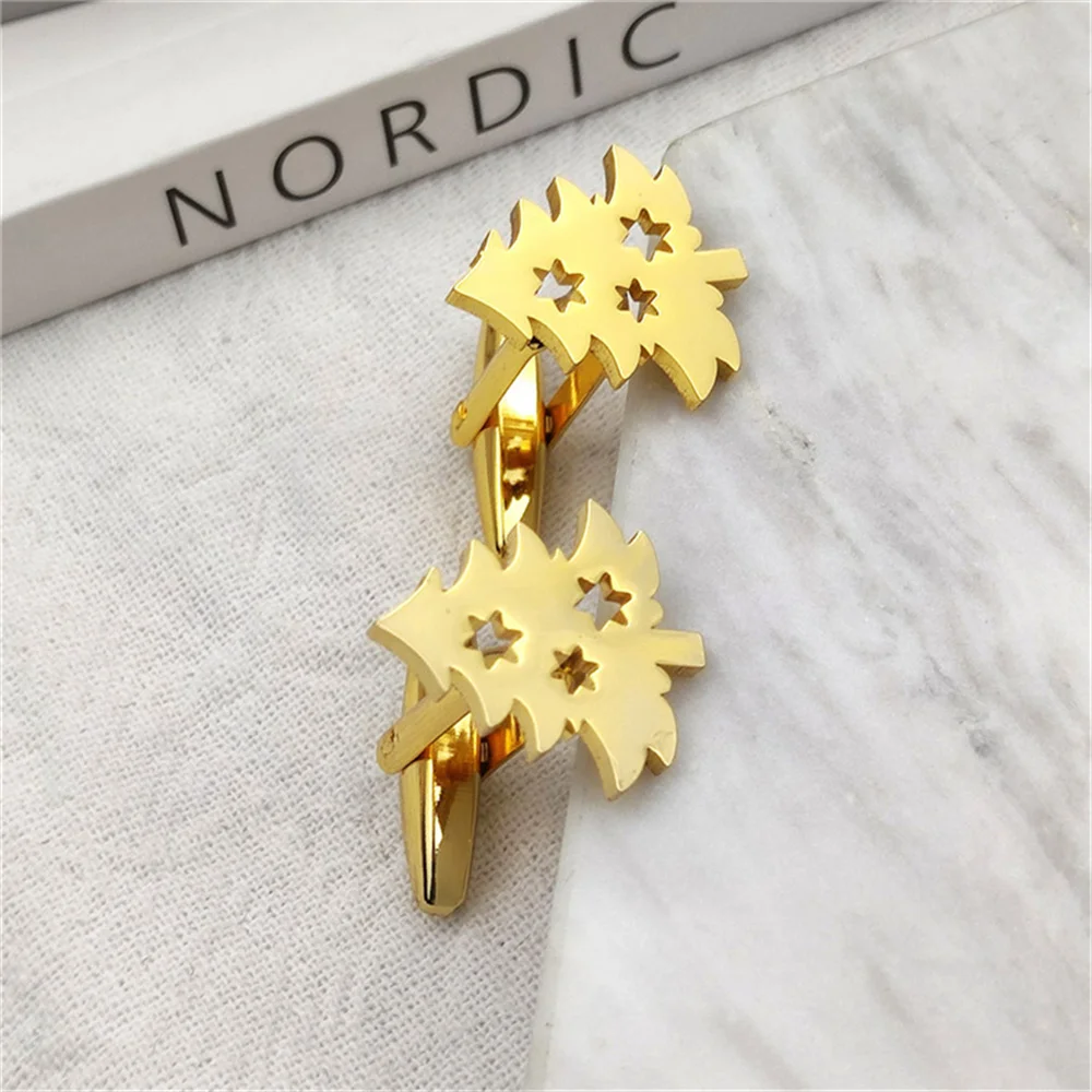 Индивидуальные запонки в виде рождественской елки для мужчин 1 пара зеркальные