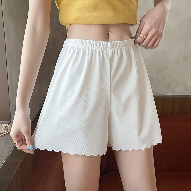 

Women's Summer Shorts Home Skirts Cycling Boyshort Underwear Safety Chores Spandex White Black Ribbed Plus Size Pants Cool